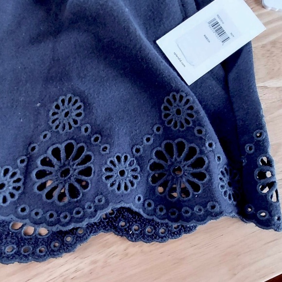 Splendid Scalloped Hem Eyelet Shorts French Terry Blue Brynn Pull On Size XS - Picture 4 of 7